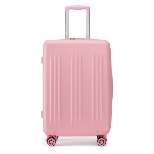 KSK2483 - Kono 24 Inch Sleek Striped Check-In Suitcase Expandable Durable ABS+PC Luggage with Four Spinner Wheels TSA Lock - Pink