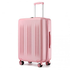 KSK2483 - Kono 24 Inch Sleek Striped Check-In Suitcase Expandable Durable ABS+PC Luggage with Four Spinner Wheels TSA Lock - Pink