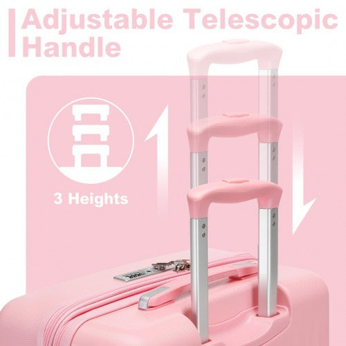 KSK2483 - Kono 24 Inch Sleek Striped Check-In Suitcase Expandable Durable ABS+PC Luggage with Four Spinner Wheels TSA Lock - Pink