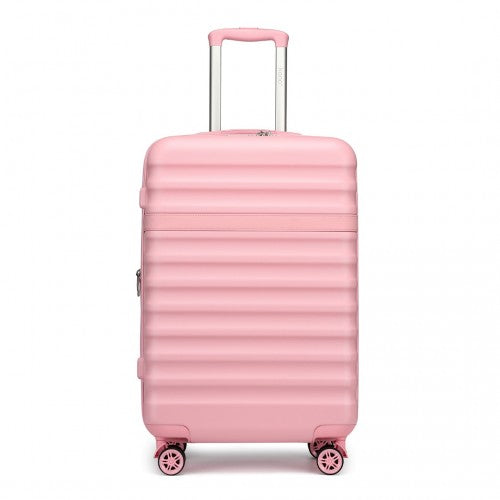 KSK2484 - Kono 24 Inch Expandable Lightweight Hard Shell ABS+PC Check-In Suitcase with TSA Lock Ideal for Extended Trips and Secure Travel - Pink