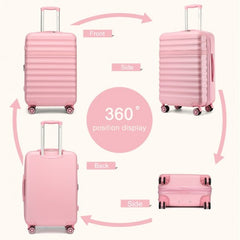 KSK2484 - Kono 28 Inch Expandable Lightweight Hard Shell ABS+PC Check-In Suitcase with TSA Lock Ideal for Extended Trips and Secure Travel - Pink