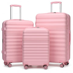 KSK2484 - Kono 3-Piece Expandable Luggage Set 20"/24"/28" Durable Hard Shell ABS+PC Suitcases with TSA Lock for Secure Travel - Pink