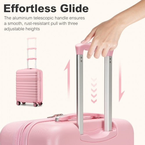 KSK2484 - Kono 3-Piece Expandable Luggage Set 20"/24"/28" Durable Hard Shell ABS+PC Suitcases with TSA Lock for Secure Travel - Pink