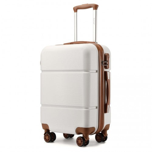 KSK2485 - Kono 20 Inch Premium ABS Cabin Carry-On Suitcase with Secure Combination Lock for Effortless Travel - Cream And Brown