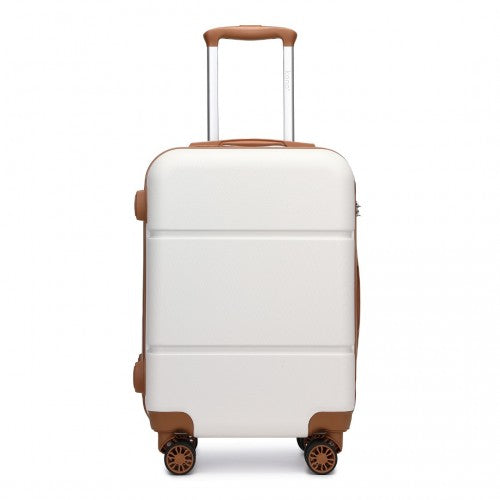 KSK2485 - Kono 20 Inch Premium ABS Cabin Carry-On Suitcase with Secure Combination Lock for Effortless Travel - Cream And Brown