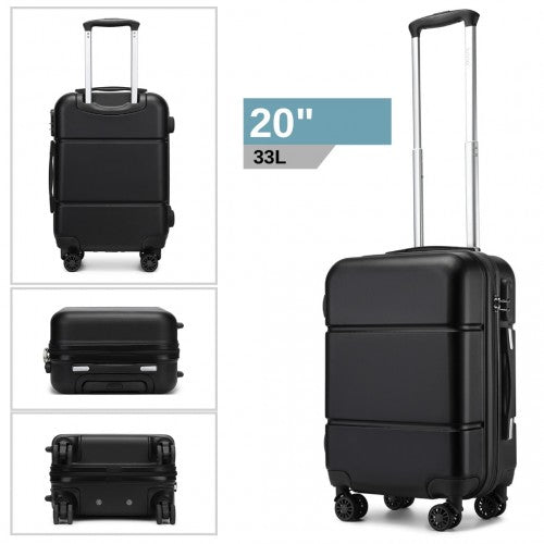 KSK2485 - Kono 20 Inch Premium ABS Cabin Carry-On Suitcase with Secure Combination Lock for Effortless Travel - Black