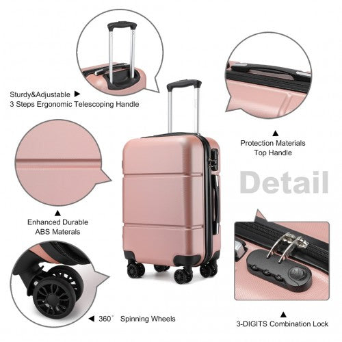 KSK2485 - Kono 20 Inch Premium ABS Cabin Carry-On Suitcase with Secure Combination Lock for Effortless Travel - Nude and Black