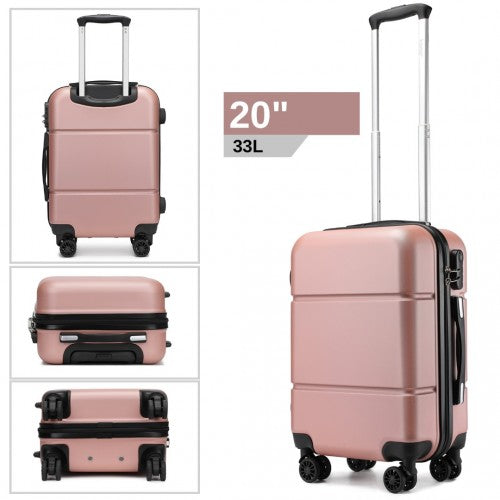 KSK2485 - Kono 20 Inch Premium ABS Cabin Carry-On Suitcase with Secure Combination Lock for Effortless Travel - Nude and Black