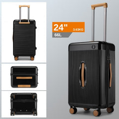 KSK2488 - Kono 24 Inch Premium Hard Shell Check-In Suitcase Durable ABS and PC with TSA Lock and Multi-Handle Design for Effortless Travel - Black And Brown