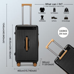 KSK2488 - Kono 24 Inch Premium Hard Shell Check-In Suitcase Durable ABS and PC with TSA Lock and Multi-Handle Design for Effortless Travel - Black And Brown