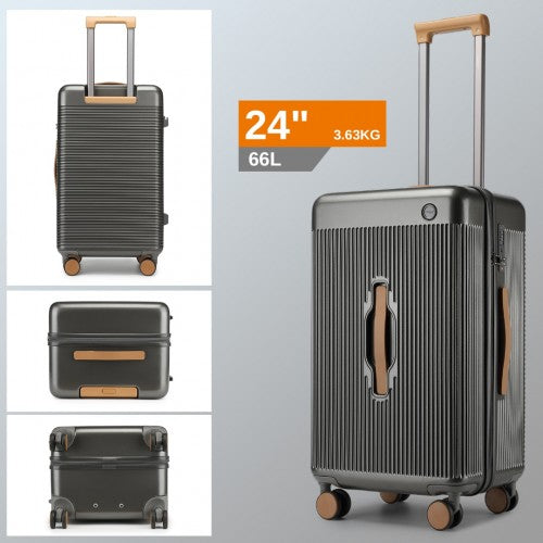 KSK2488 - Kono 24 Inch Premium Hard Shell Check-In Suitcase Durable ABS and PC with TSA Lock and Multi-Handle Design for Effortless Travel - Grey And Brown