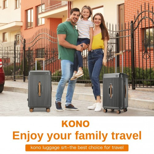 KSK2488 - Kono 24 Inch Premium Hard Shell Check-In Suitcase Durable ABS and PC with TSA Lock and Multi-Handle Design for Effortless Travel - Grey And Brown