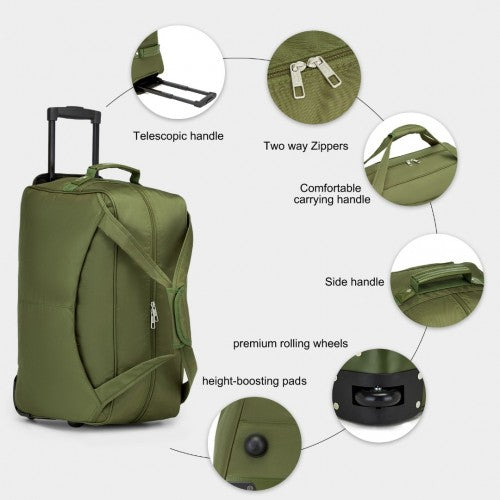 KSK2489 - Kono Durable Folding Travel Trolley Bag with Enhanced Features and Multi Compartment - Green