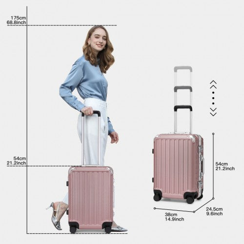 KSS2481 - Supercase Durable 20 Inch PC Hardshell Aluminum Frame Suitcase With TSA Lock - Nude