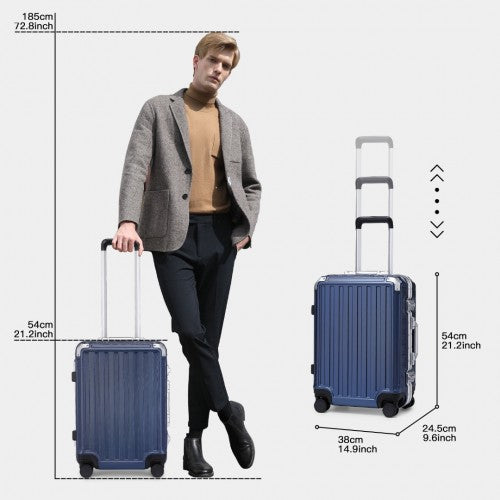 KSS2481 - Supercase Durable 20 Inch PC Hardshell Aluminum Frame Suitcase With TSA Lock - Navy