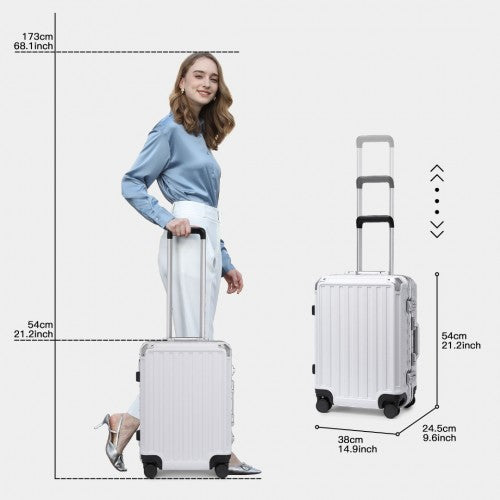 KSS2481 - Supercase Durable 20 Inch PC Hardshell Aluminum Frame Suitcase With TSA Lock - White