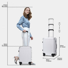 KSS2481 - Supercase Durable 20 Inch PC Hardshell Aluminum Frame Suitcase With TSA Lock - White