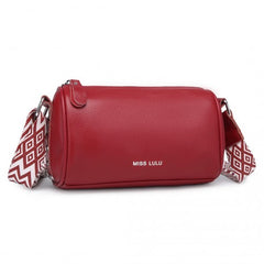 L2309 - Miss Lulu Lightweight Wide Strap Genuine Leather Crossbody Bag - Red