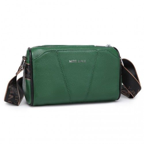 L2310 - Miss Lulu Simple And Elegant Wide Strap Genuine Leather Crossbody Bag - Green