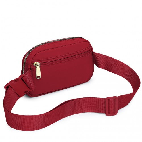 L2337 - Miss Lulu Lightweight Stylish Water-Resistant Casual Bum Bag - Burgundy