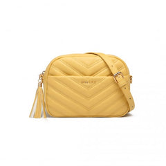 LA2119-1 - Miss LuLu Lightweight Quilted Leather Cross body Bag - Yellow