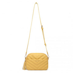 LA2119-1 - Miss LuLu Lightweight Quilted Leather Cross body Bag - Yellow