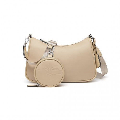 LB2060 - Miss Lulu Cross-Body Handbag with a Detachable Pouch - Khaki