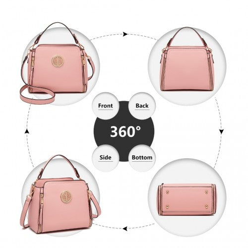 LB2126 - Miss Lulu Leather Look Practical Crossbody Bag - Pink