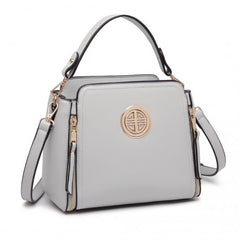 LB2126 - Miss Lulu Leather Look Practical Crossbody Bag - Grey