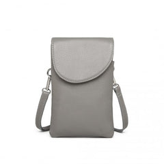 LB2140 - Miss Lulu Touch Screen Genuine Leather Small Crossbody Bag - Grey