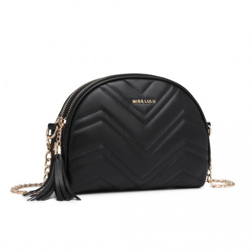 LB2236 - Miss Lulu Trendy Tassel Crossbody Bag - Black