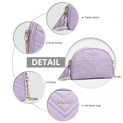 LB2236 - Miss Lulu Trendy Tassel Crossbody Bag - Purple