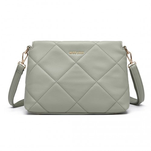 LB2237 - Miss Lulu PU Leather Rhombus Shoulder Bag - Green