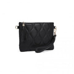 LB2247 - Miss Lulu Small PU Leather Soft Crossbody Bag - Black