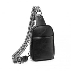 LB2356 - Miss Lulu Convertible PU Leather Multi-Wear Chest Bag - Black