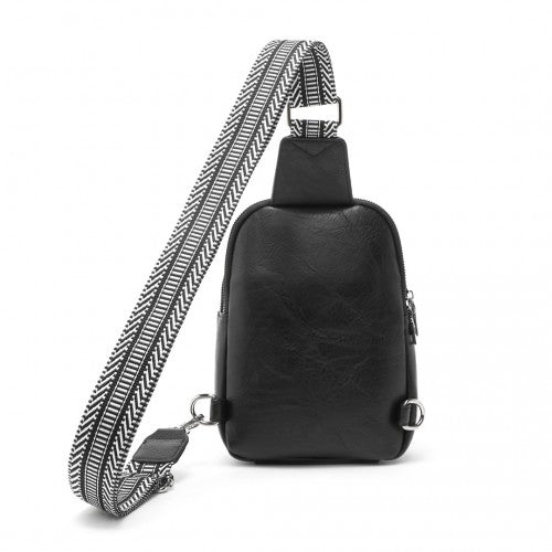 LB2356 - Miss Lulu Convertible PU Leather Multi-Wear Chest Bag - Black