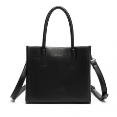 LB2367 - Miss Lulu Stylish PU Leather Handbag With Multi-Compartment Design - Black