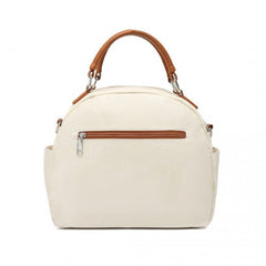 LB6907 - Miss Lulu Bowler Style Shoulder Bag - Beige And Brown