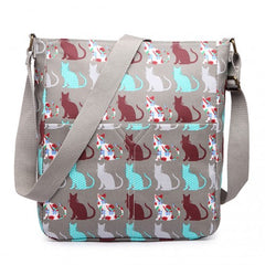 LC1644CT - Miss Lulu Regular Matte Oilcloth Square Bag Cat Grey