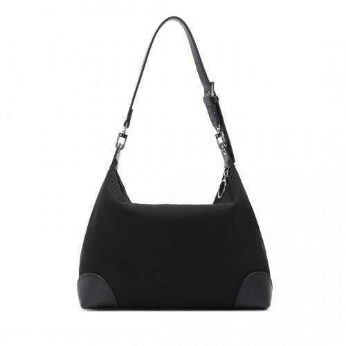 LD2364 - Miss Lulu Lightweight Chic Mesh Casual Shoulder Bag With Protective PU Accents - Black