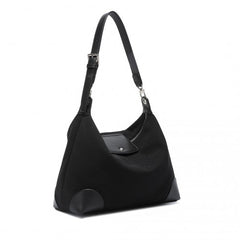 LD2364 - Miss Lulu Lightweight Chic Mesh Casual Shoulder Bag With Protective PU Accents - Black