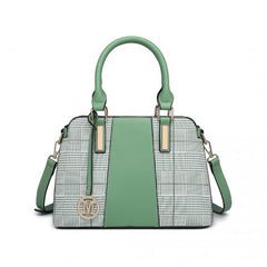 LG2001 - Miss Lulu Gingham Plaid Panel Shoulder Bag - Green