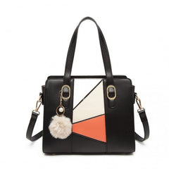 LG2051 - Miss Lulu Colour Block Cross-Body Handbag - Black