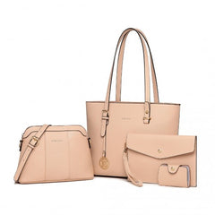 LG2110 - Miss Lulu 4 Piece Classic Sleek Handbag Set - Pink