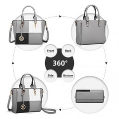 LG2214 - Miss Lulu Muti-Colour Combination Handbag Tote Bag - Grey