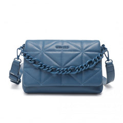 LG2318 - Miss Lulu Chic Quilted Shoulder Bag With Chain Strap - Blue