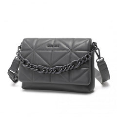 LG2318 - Miss Lulu Chic Quilted Shoulder Bag With Chain Strap - Grey