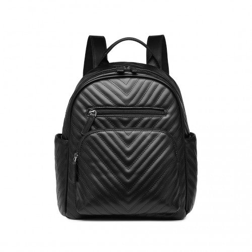 LG2323 - Miss Lulu Water-resistant Chic PU Leather Backpack - Black