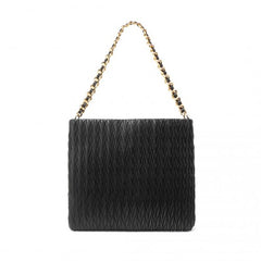 LG2338 - Miss Lulu Sophisticated Embossed PU Leather Commuter Shoulder Bag With Chain Strap - Black