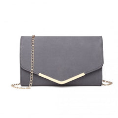 LH1756 - Miss Lulu Leather Look Envelope Clutch Bag - Grey